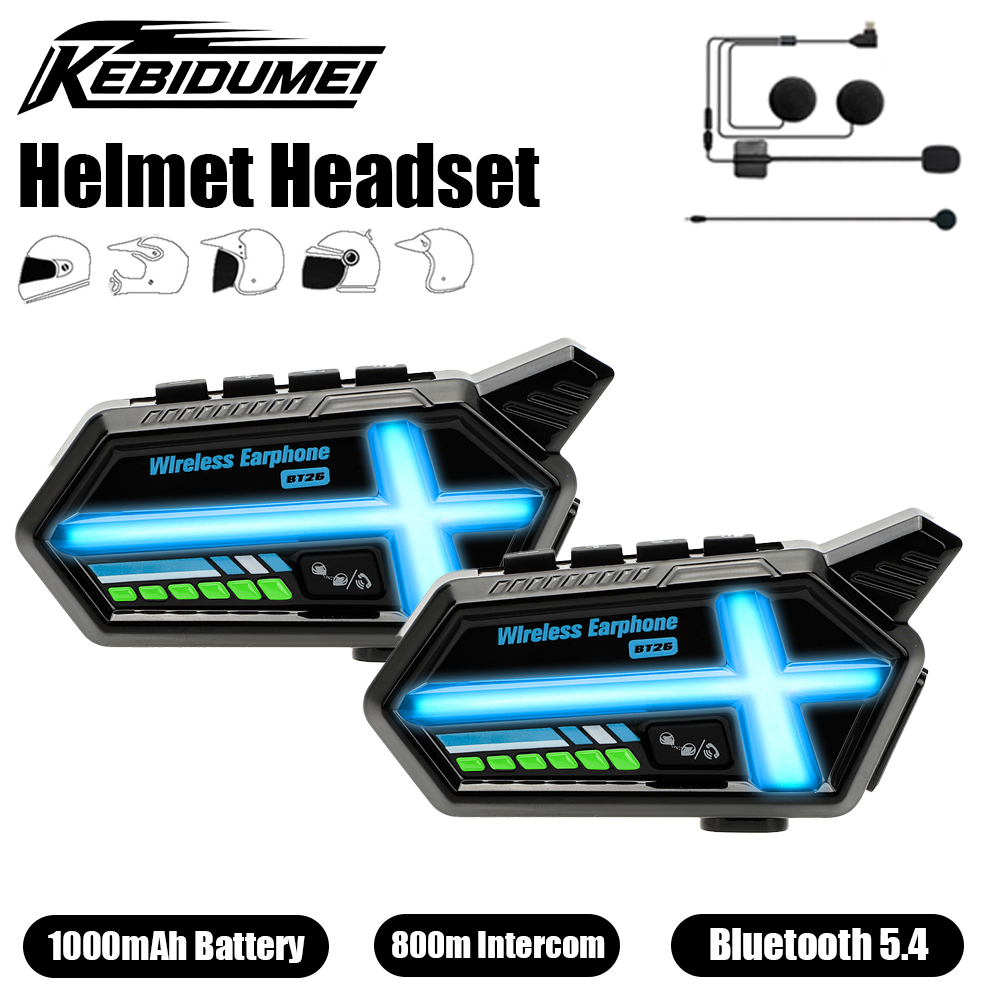 Universal Motorcycle Helmet Intercom Headset - KEBIDUMEI BT26 Auricolare per casco Altoparlante
