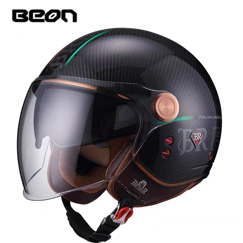 Casco Moto BEON BR20 in Fibra  - Vintage Open Face Retro Helmet recensione e prezzo